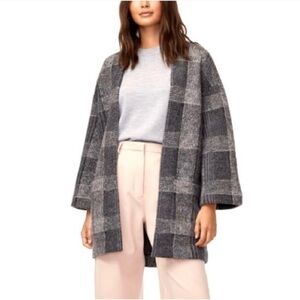 WILFRED (Aritzia)  Brullon Plaid Wool Cardigan Sweater. 100% Merino wool. XS